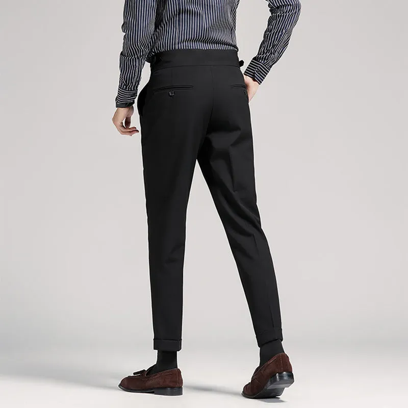 Men's Classic High Waist Pant Flat Front Trousers