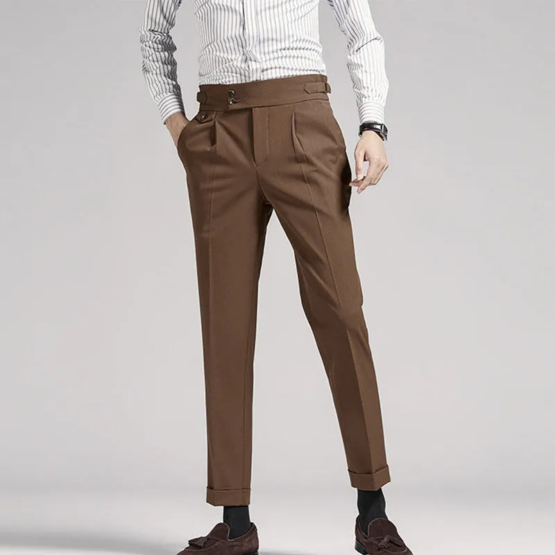 Men's Classic High Waist Pant Flat Front Trousers