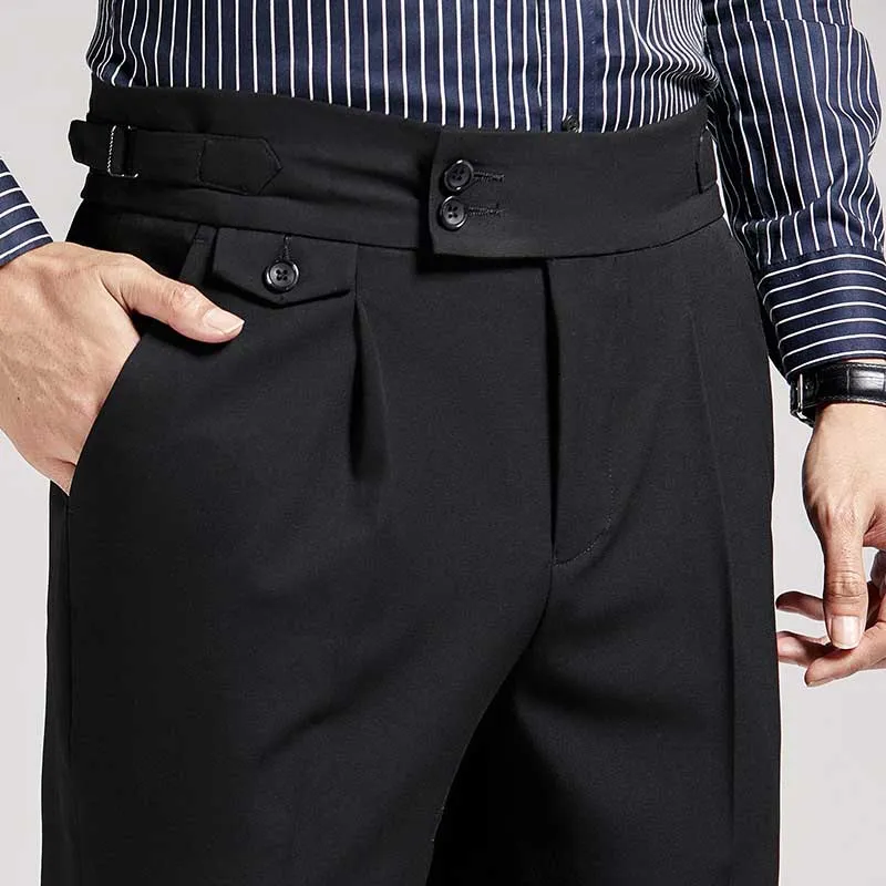 Men's Classic High Waist Pant Flat Front Trousers