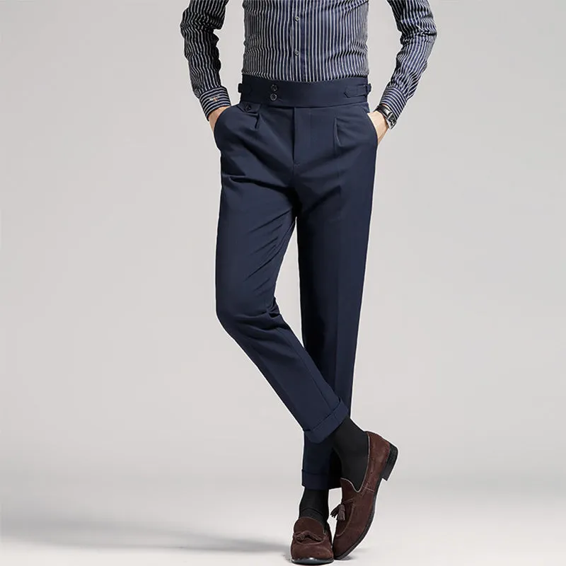 Men's Classic High Waist Pant Flat Front Trousers