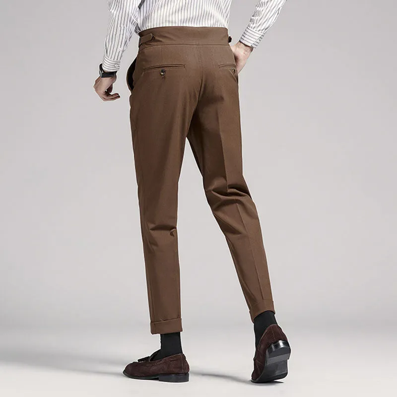 Men's Classic High Waist Pant Flat Front Trousers