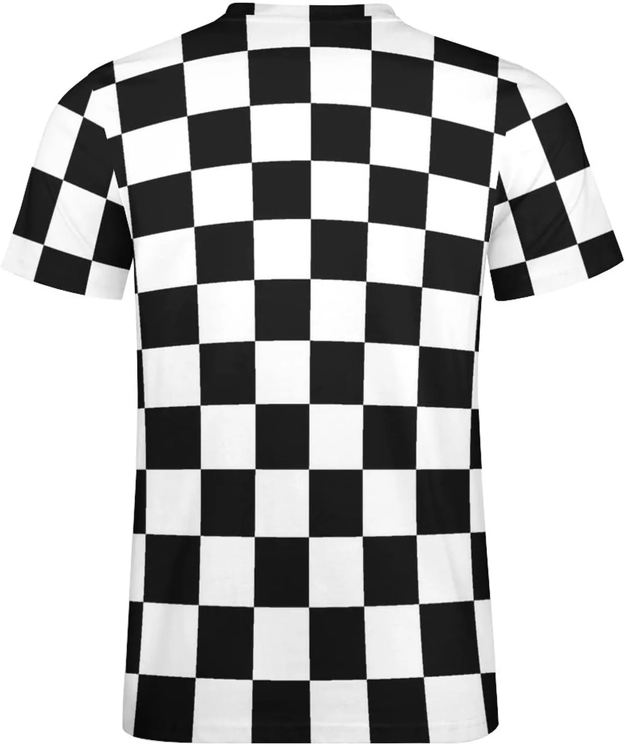 Men's Cotton T-Shirt -Black White Race Checkered Flag Pattern, Casual Graphic Crew Neck Short Sleeve Tees Tops