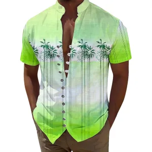 Mens Cuban Guayabera Shirts Casual Button Down Shirt Short Sleeve Summer Beach Shirts Floral Shirt Vacation Hippie Tops