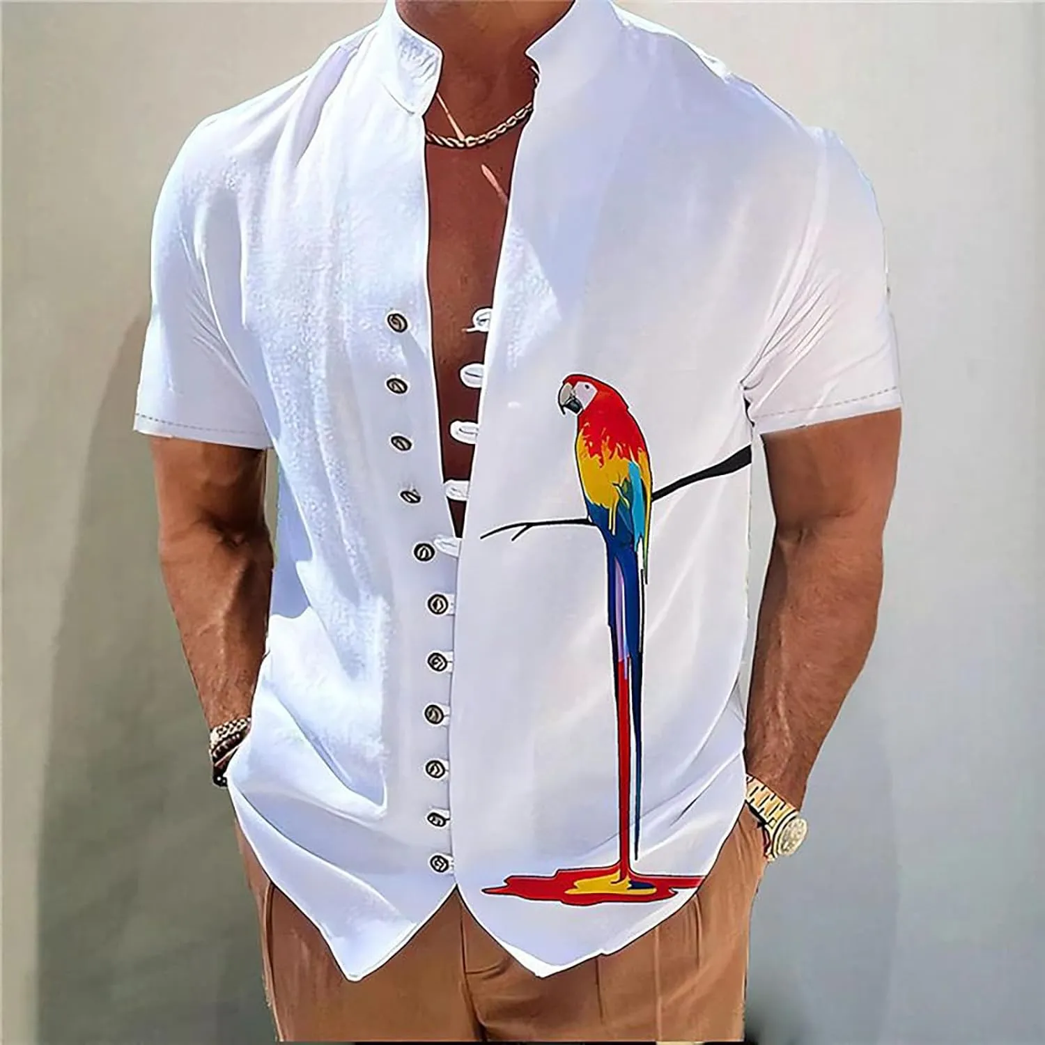 Mens Cuban Guayabera Shirts Casual Button Down Shirt Short Sleeve Summer Beach Shirts Floral Shirt Vacation Hippie Tops