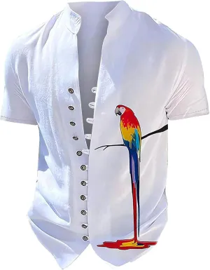 Mens Cuban Guayabera Shirts Casual Button Down Shirt Short Sleeve Summer Beach Shirts Floral Shirt Vacation Hippie Tops