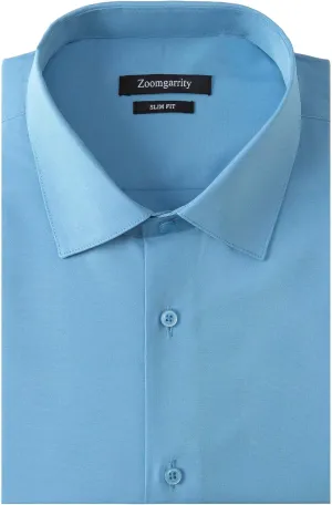 Men's Dress Shirts Stretch Wrinkle Free Moisture Wicking Cooling Solid Slim Fit Long Sleeve Button Down Shirt