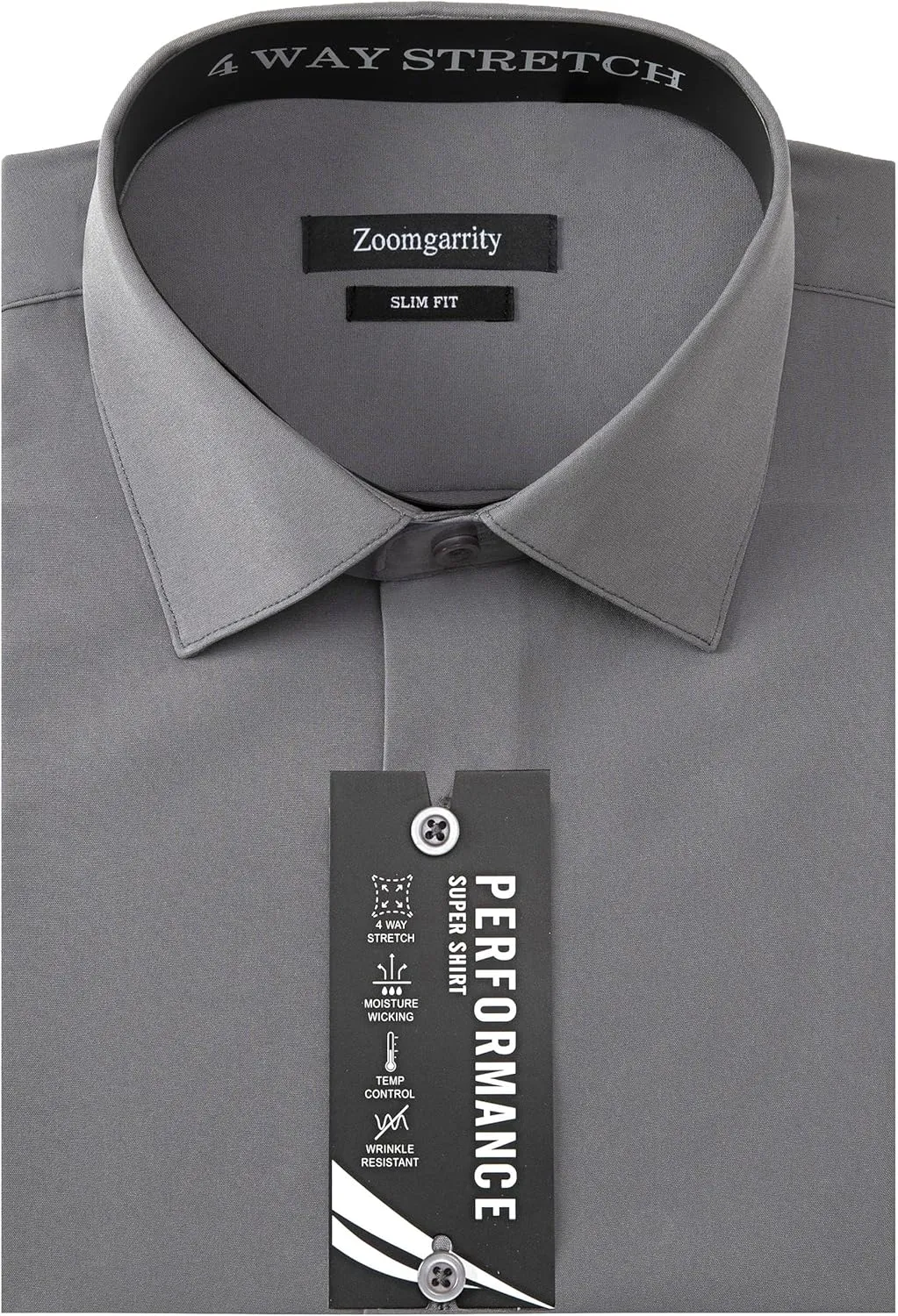 Men's Dress Shirts Stretch Wrinkle Free Moisture Wicking Cooling Solid Slim Fit Long Sleeve Button Down Shirt