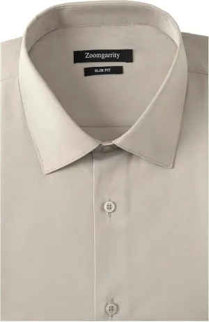 Men's Dress Shirts Stretch Wrinkle Free Moisture Wicking Cooling Solid Slim Fit Long Sleeve Button Down Shirt