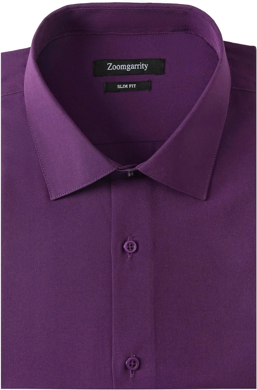 Men's Dress Shirts Stretch Wrinkle Free Moisture Wicking Cooling Solid Slim Fit Long Sleeve Button Down Shirt