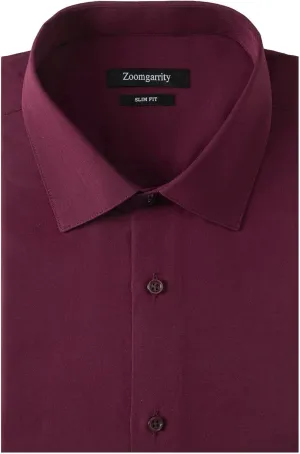 Men's Dress Shirts Stretch Wrinkle Free Moisture Wicking Cooling Solid Slim Fit Long Sleeve Button Down Shirt
