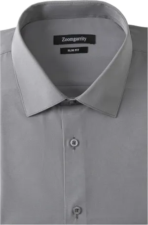 Men's Dress Shirts Stretch Wrinkle Free Moisture Wicking Cooling Solid Slim Fit Long Sleeve Button Down Shirt