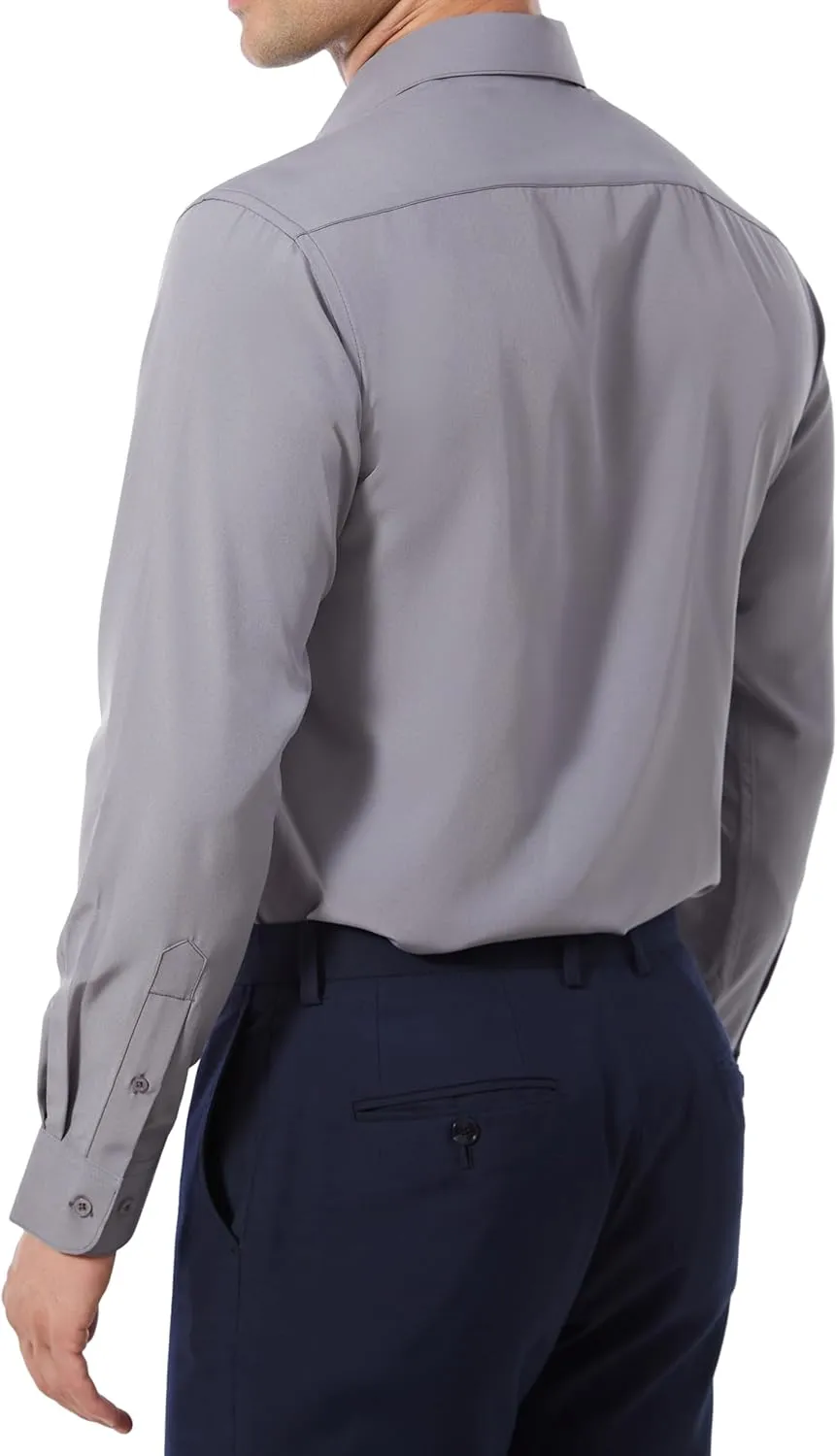 Men's Dress Shirts Stretch Wrinkle Free Moisture Wicking Cooling Solid Slim Fit Long Sleeve Button Down Shirt