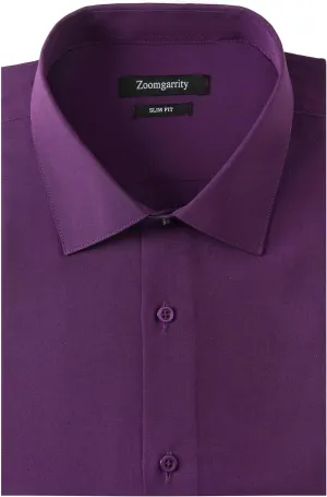 Men's Dress Shirts Stretch Wrinkle Free Moisture Wicking Cooling Solid Slim Fit Long Sleeve Button Down Shirt