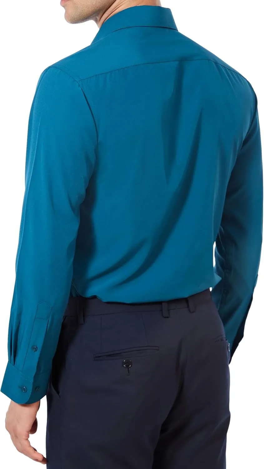 Men's Dress Shirts Stretch Wrinkle Free Moisture Wicking Cooling Solid Slim Fit Long Sleeve Button Down Shirt
