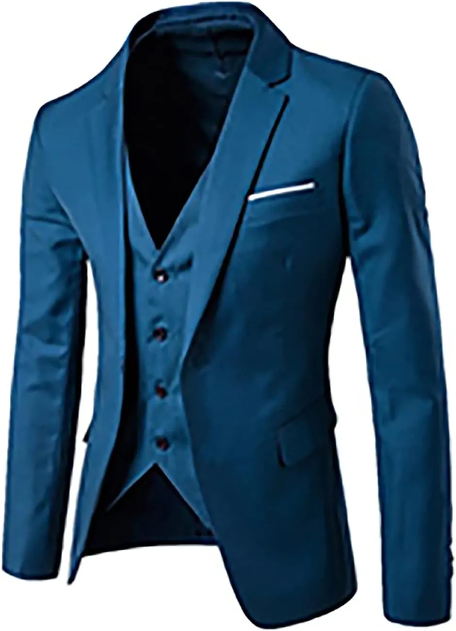 Men's Dress Suits Fashion Slim Fit Three-Piece Jacket & Vest & Suit Pants Business Sets