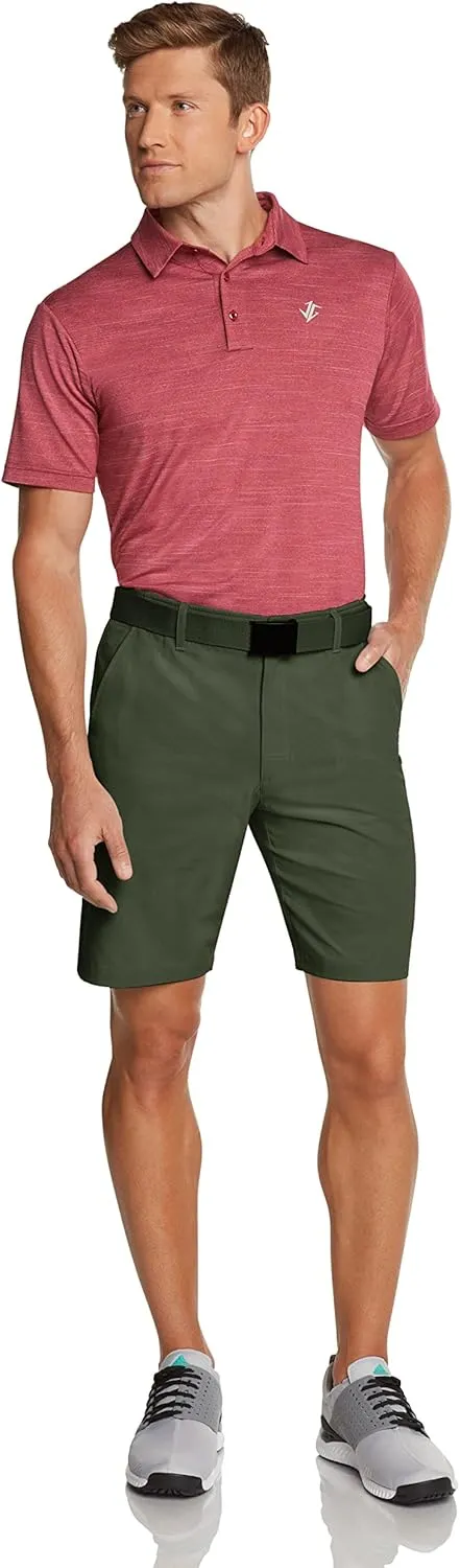 Mens Dry Fit Golf Shorts 10 in Inseam - Quick Dry Casual Chinos w/Elastic Waist