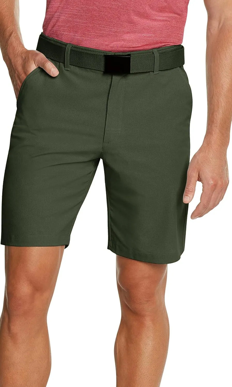 Mens Dry Fit Golf Shorts 10 in Inseam - Quick Dry Casual Chinos w/Elastic Waist