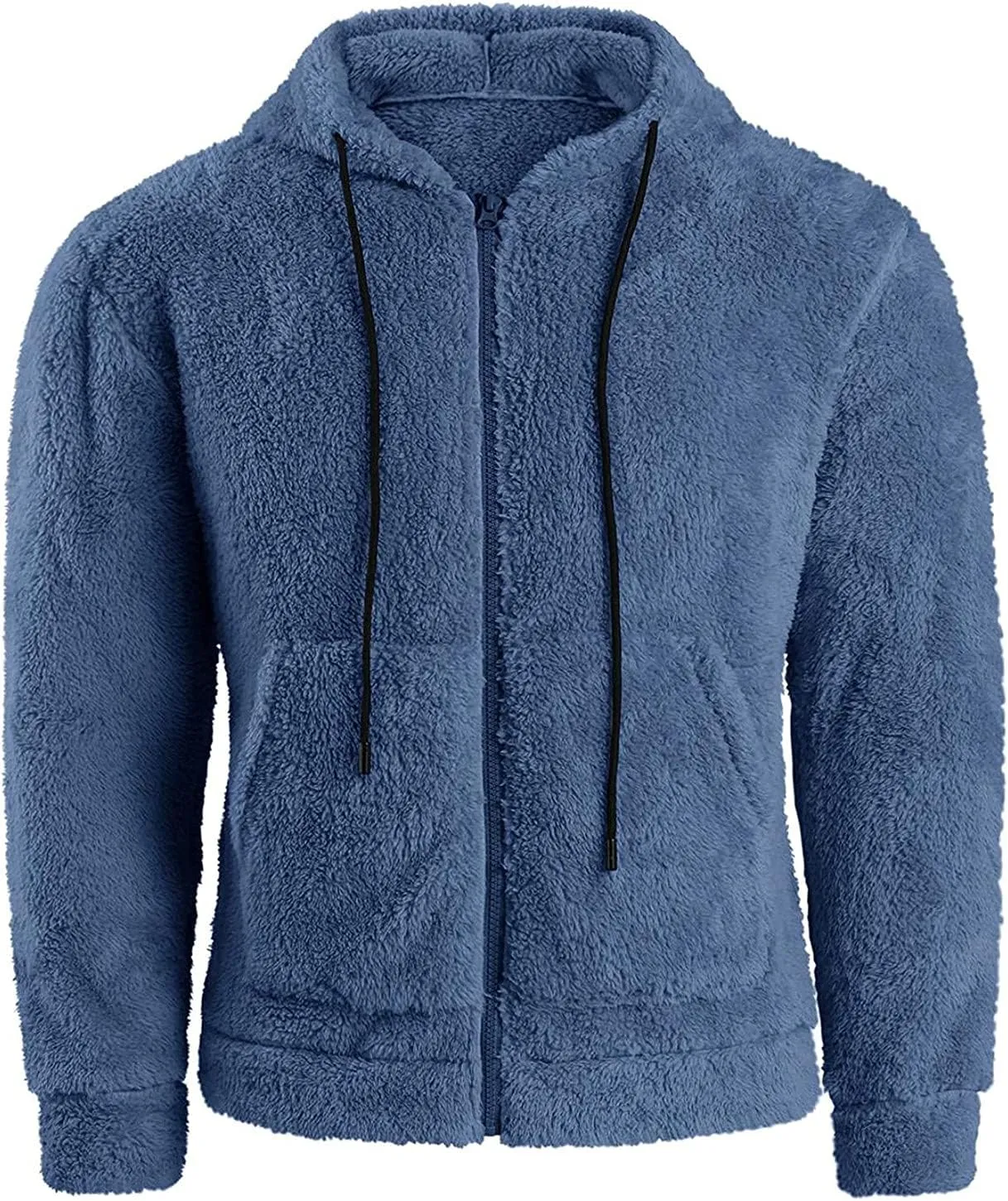 Mens Fuzzy Sherpa Pullover Hoodie Sweatshirts Long Sleeve Fluffy Fleece Zip up Cardigan Coats Winter Sweatshirt