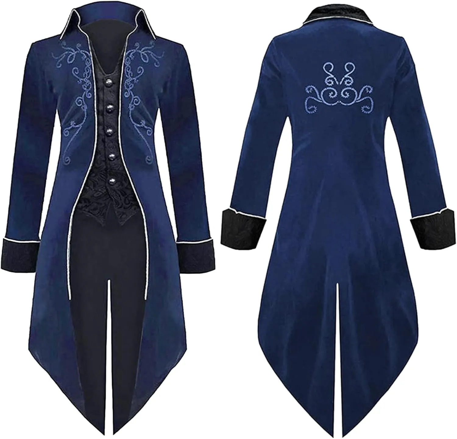 Mens Gothic Medieval Tailcoat Jacket Long Vintage Tuxedo Jacket Halloween Coats Victorian Frock Coat Cosplay Uniform