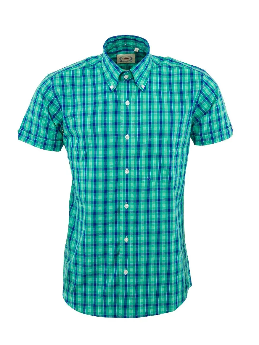 Men's Green Check Shirt- CK-62 - UP TO 5XL