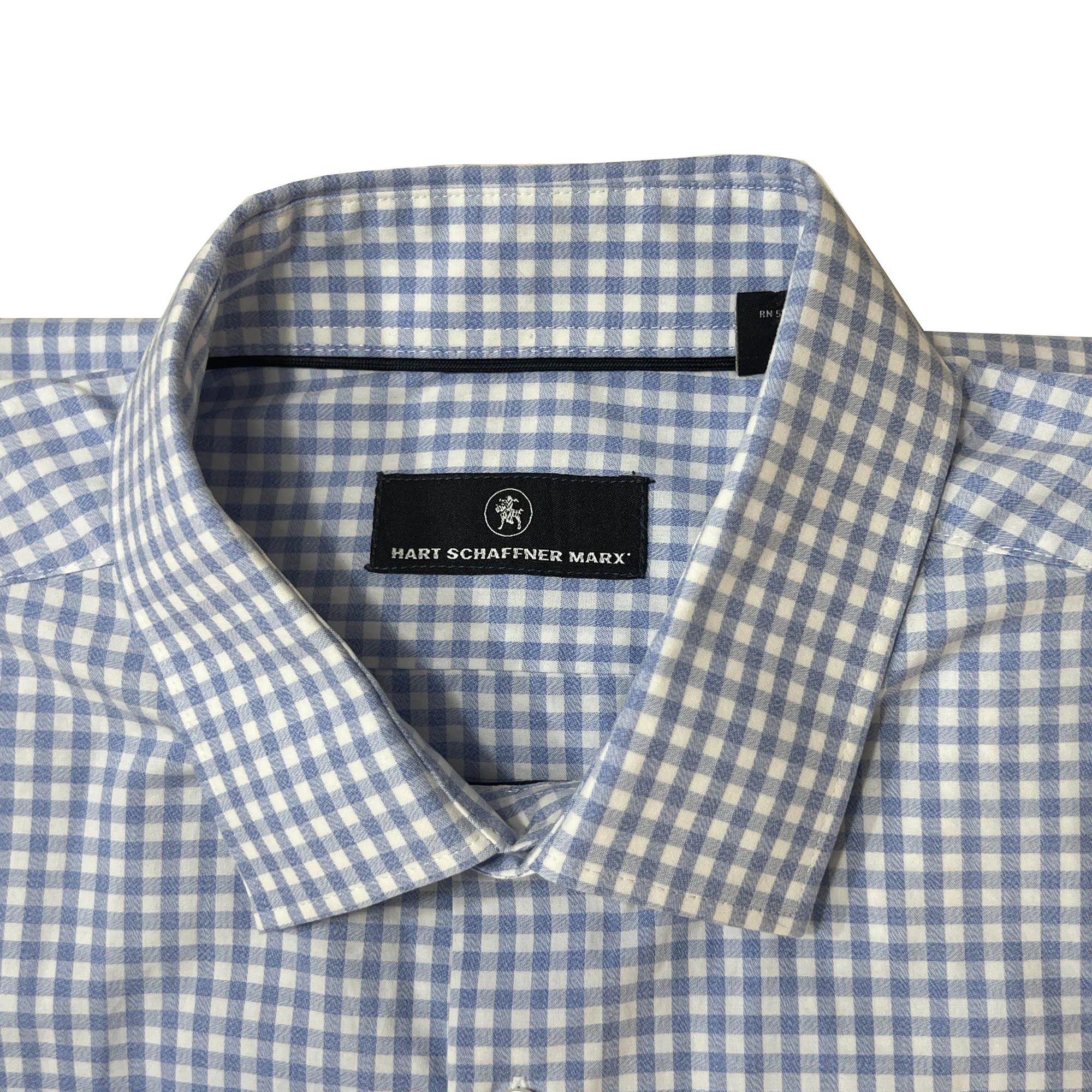 Men's Hart Schaffner Marx Blue Check Cotton Sport Shirt - L