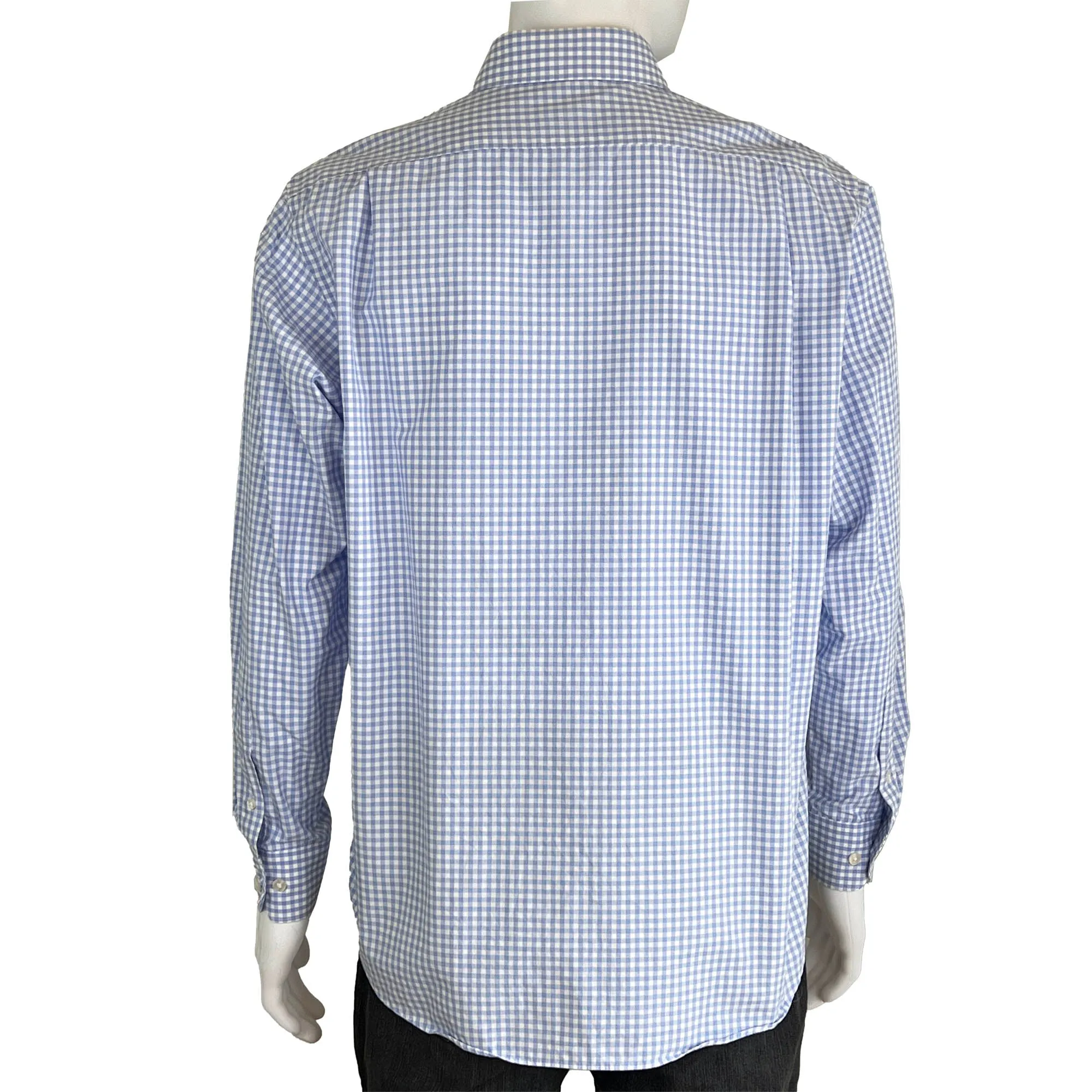 Men's Hart Schaffner Marx Blue Check Cotton Sport Shirt - L