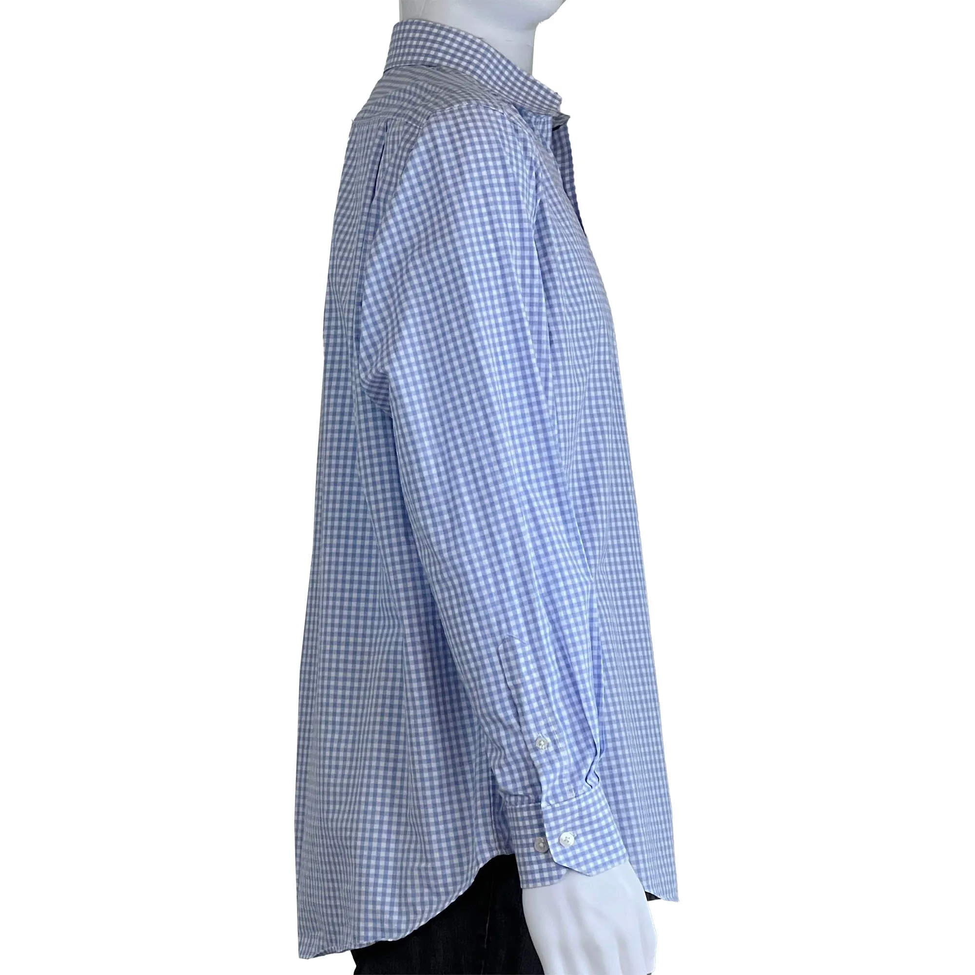 Men's Hart Schaffner Marx Blue Check Cotton Sport Shirt - L