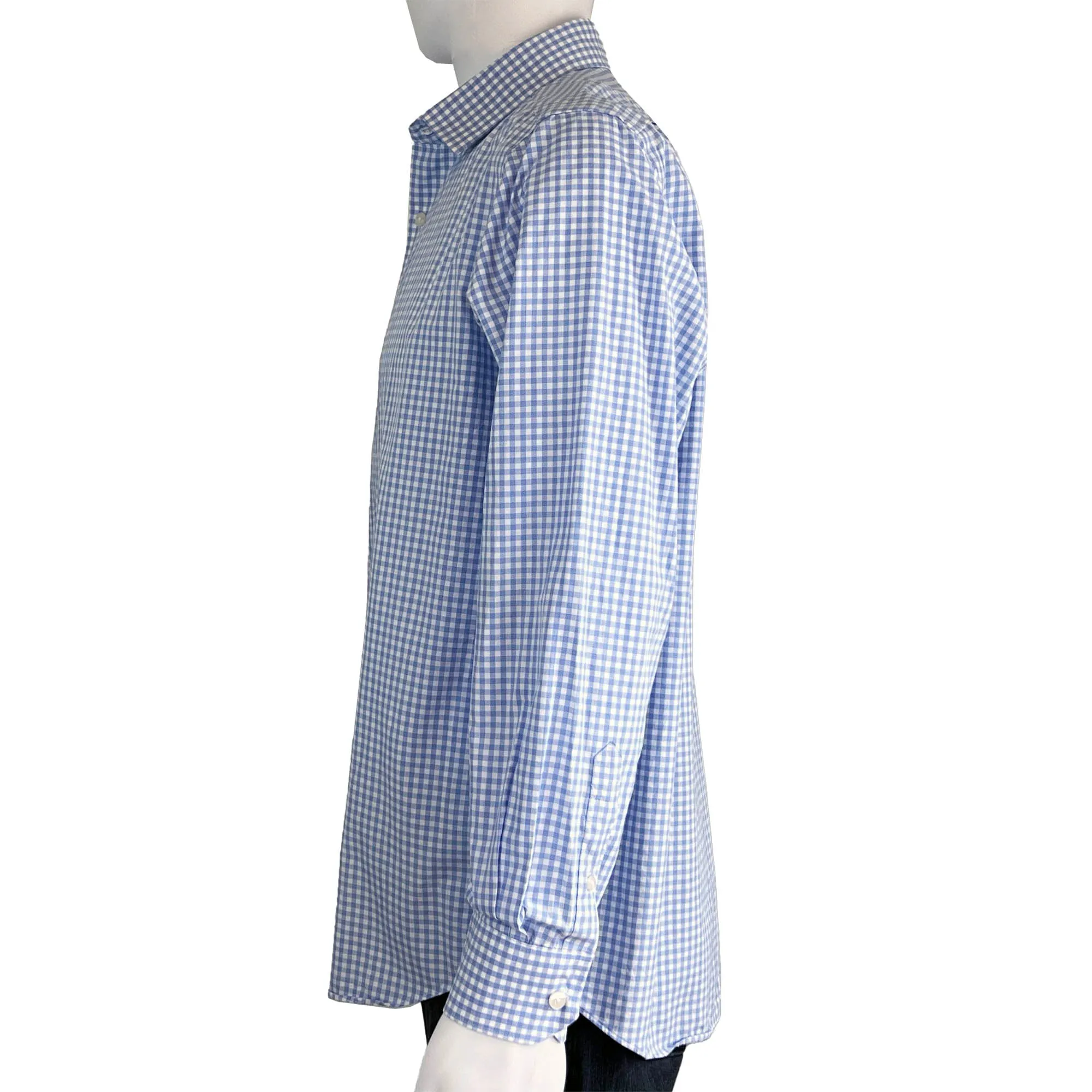 Men's Hart Schaffner Marx Blue Check Cotton Sport Shirt - L