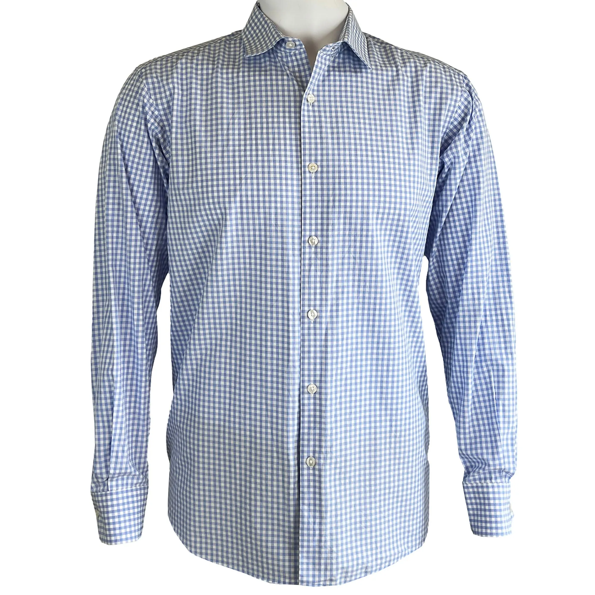 Men's Hart Schaffner Marx Blue Check Cotton Sport Shirt - L