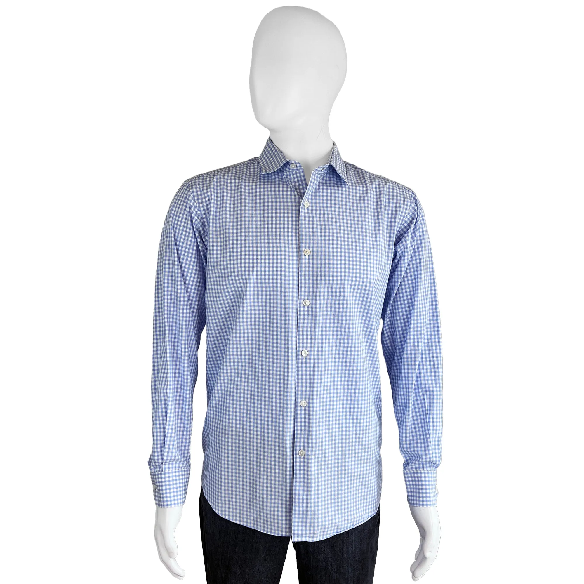 Men's Hart Schaffner Marx Blue Check Cotton Sport Shirt - L