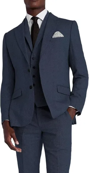 Men's Herringbone Tweed Suits for Men Wedding Suits Slim Fit 3 Piece Formal Business Suit