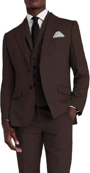 Men's Herringbone Tweed Suits for Men Wedding Suits Slim Fit 3 Piece Formal Business Suit