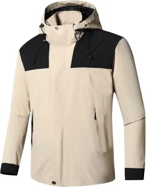 Men's Hooded Water Proof Jacket Lightweight Rain Jacket Outdoor Casual Sportswear Color Block Running Cycling