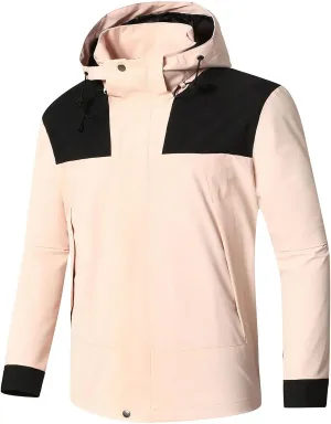 Men's Hooded Water Proof Jacket Lightweight Rain Jacket Outdoor Casual Sportswear Color Block Running Cycling