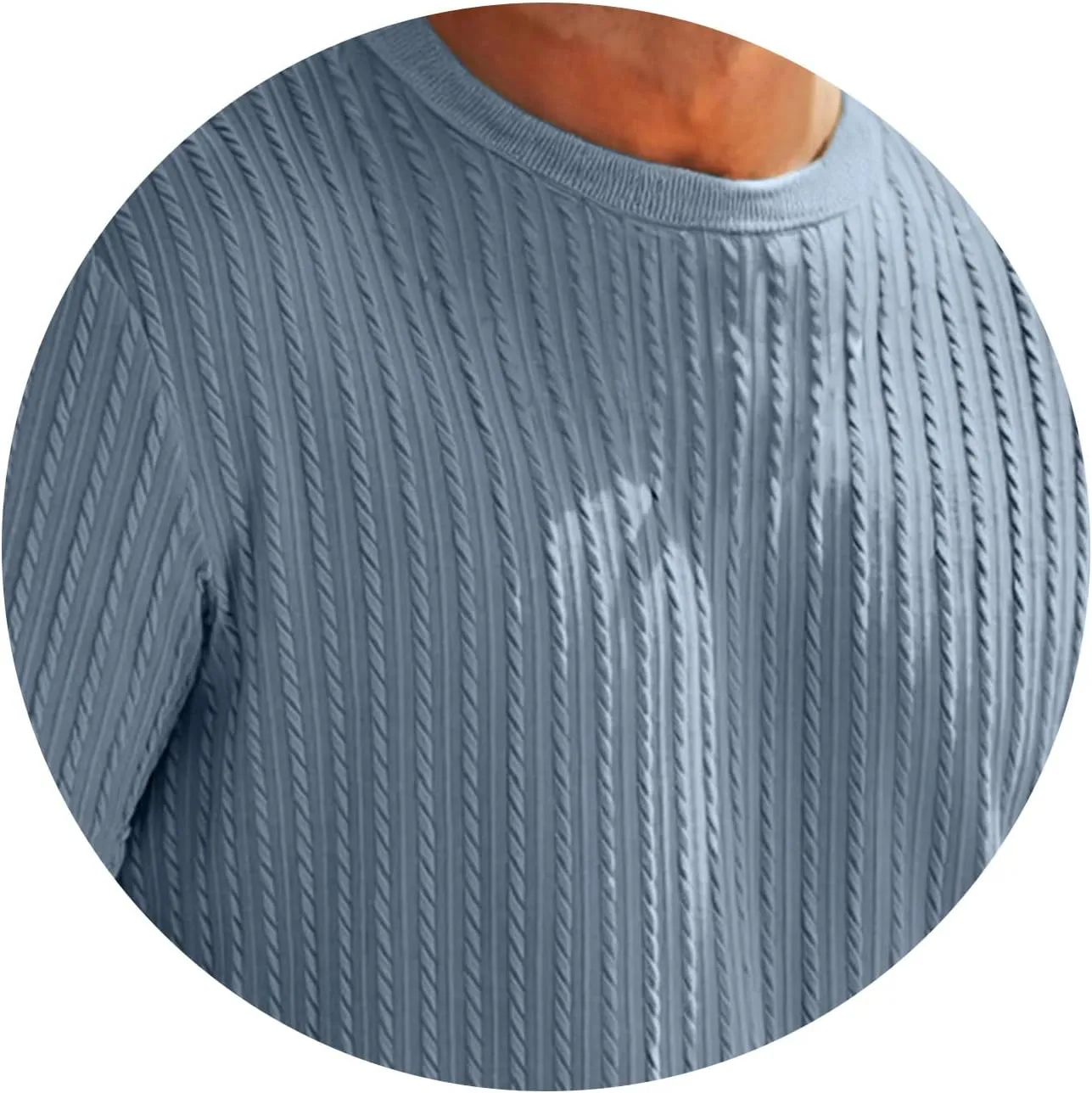 Mens Knit Striped T Shirts Short Sleeve Crewneck Stretch Ribbed Textured Shirts Casual Summer Athletic Solid Tee Tops