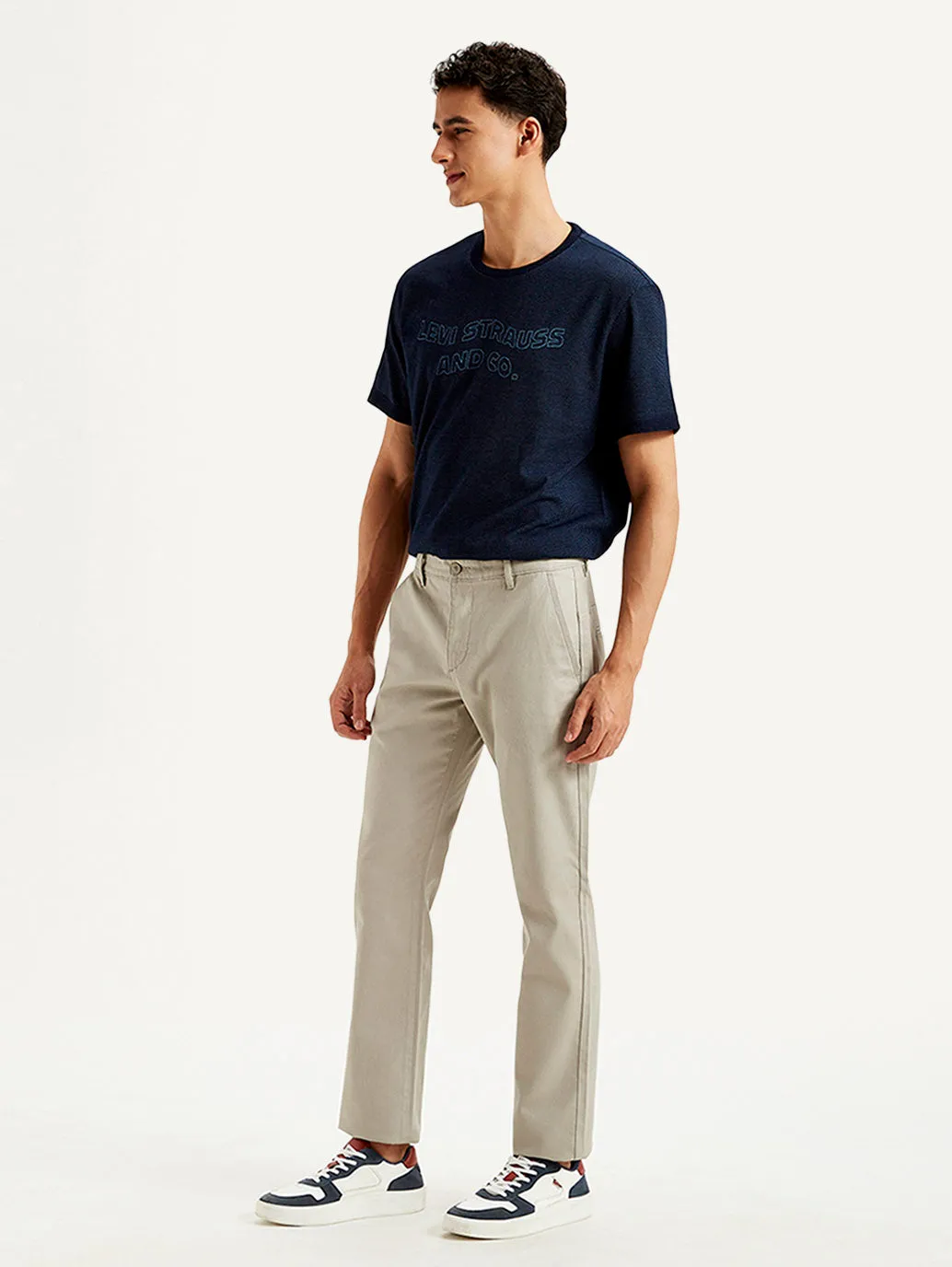 Men's Light Grey Slim Fit Trousers