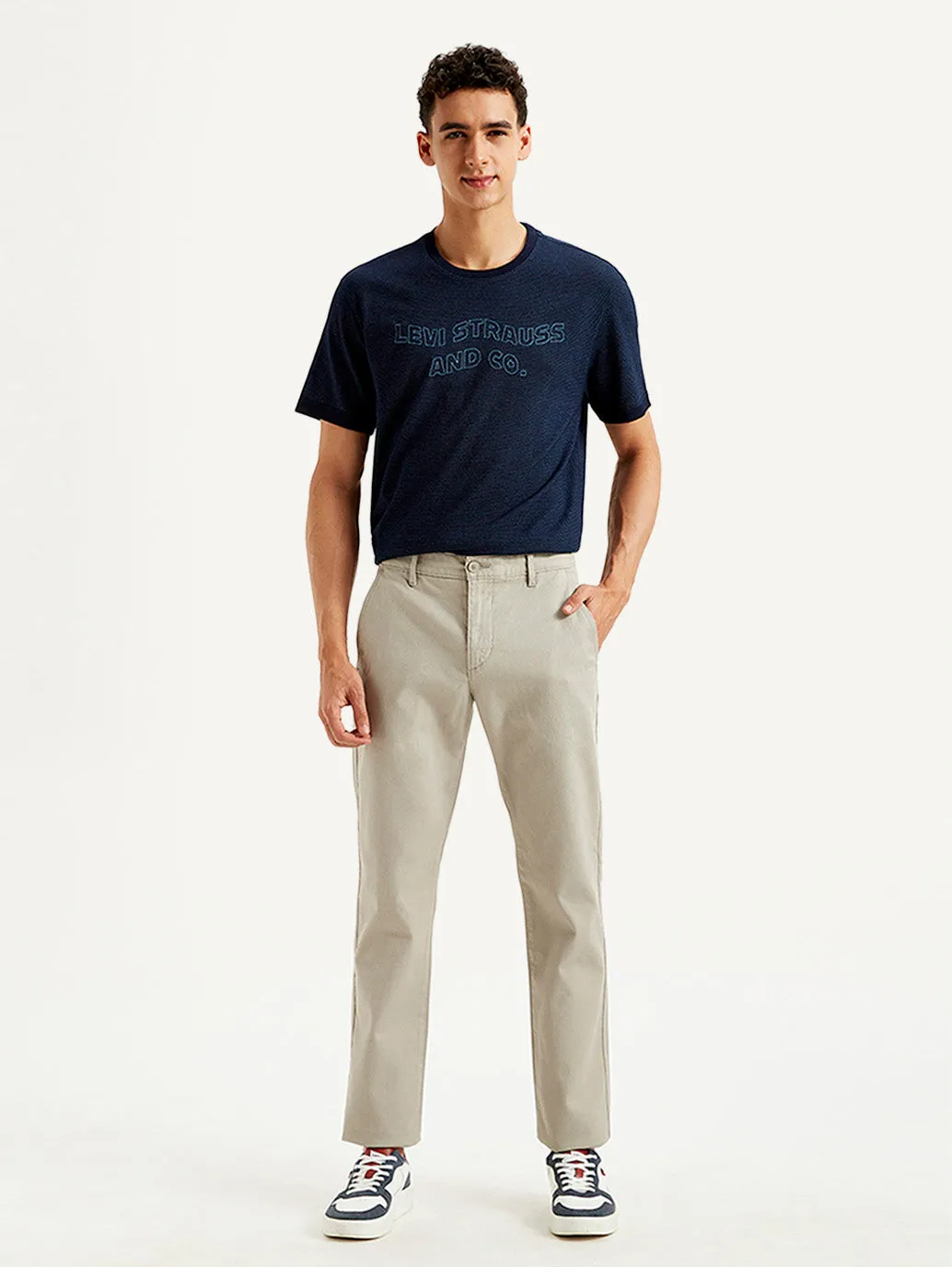 Men's Light Grey Slim Fit Trousers