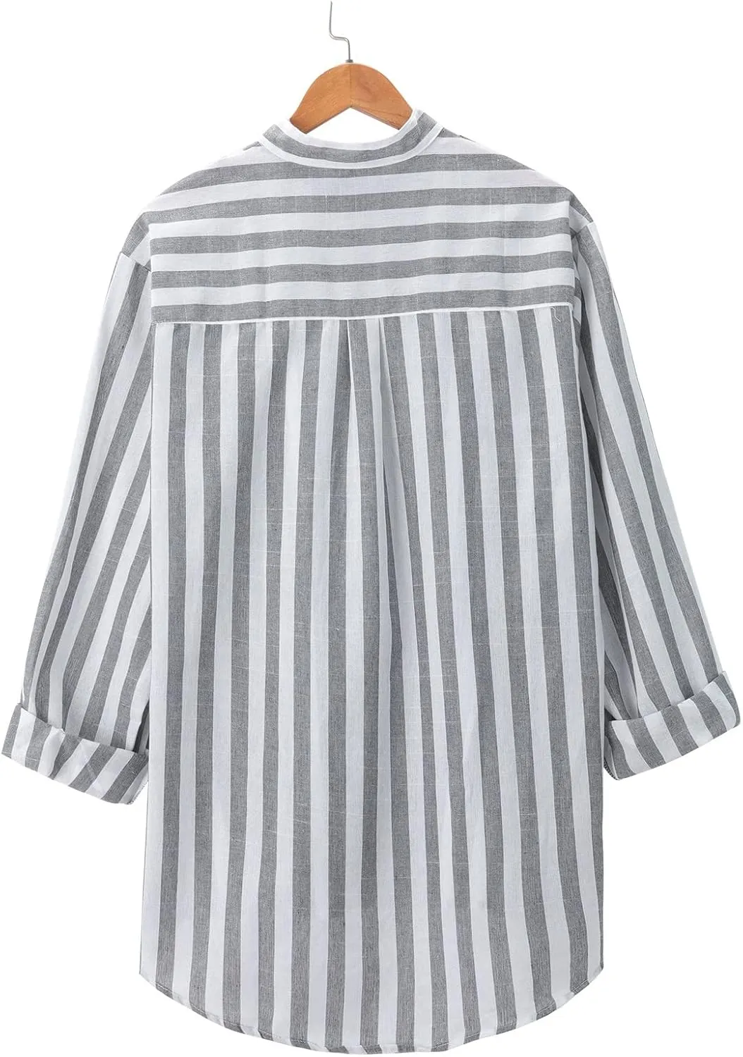 Men's Linen Striped Dress Shirts Long Sleeve Big and Tall Casual Button Down Office Work Shirts Summer Holiday Beach Shirts