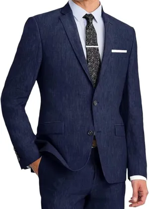 Men's Linen Suit 2 Piece Causal Summer Suits Slim Fit Wedding Suit Groomsmen Prom Tuxedo Suits