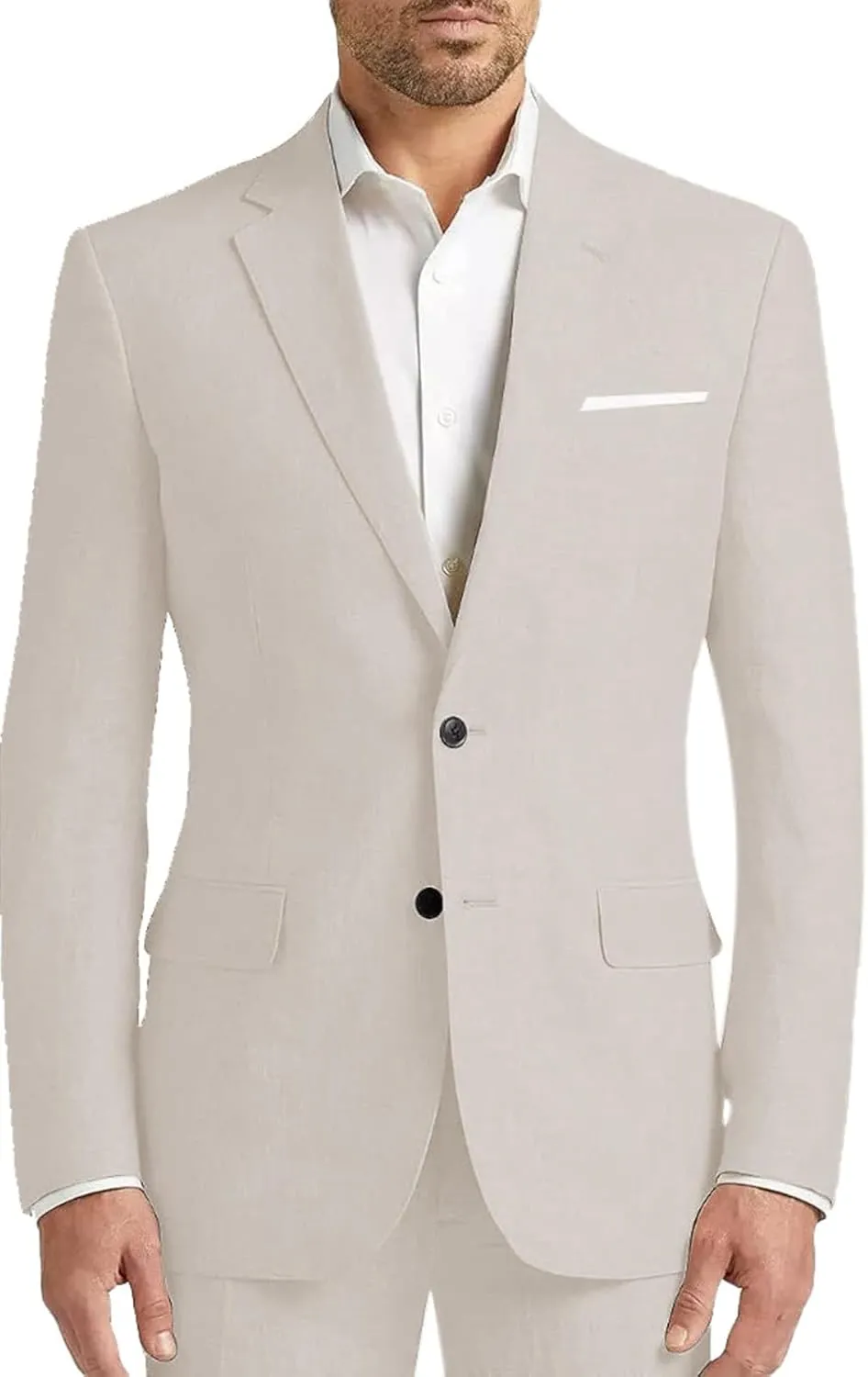 Men's Linen Suit 2 Piece Causal Summer Suits Slim Fit Wedding Suit Groomsmen Prom Tuxedo Suits