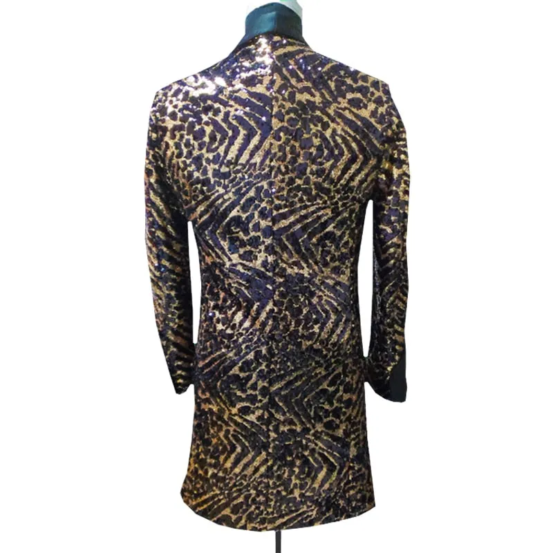 Men's Long Blazer With Leopard Print | Plus Size