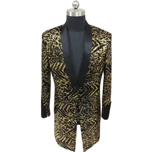 Men's Long Blazer With Leopard Print | Plus Size