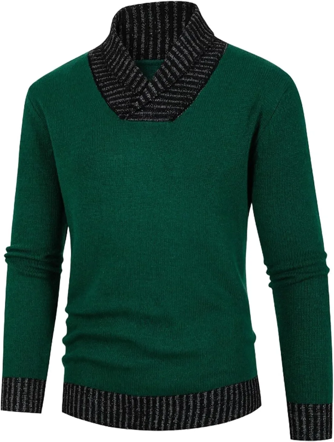 Men's Mock Turtleneck Sweater Fake Two Pieces Shirt V Neck Slim Fit Warm Winter Shirts Knitted Thicken Thermal Dressy Wear
