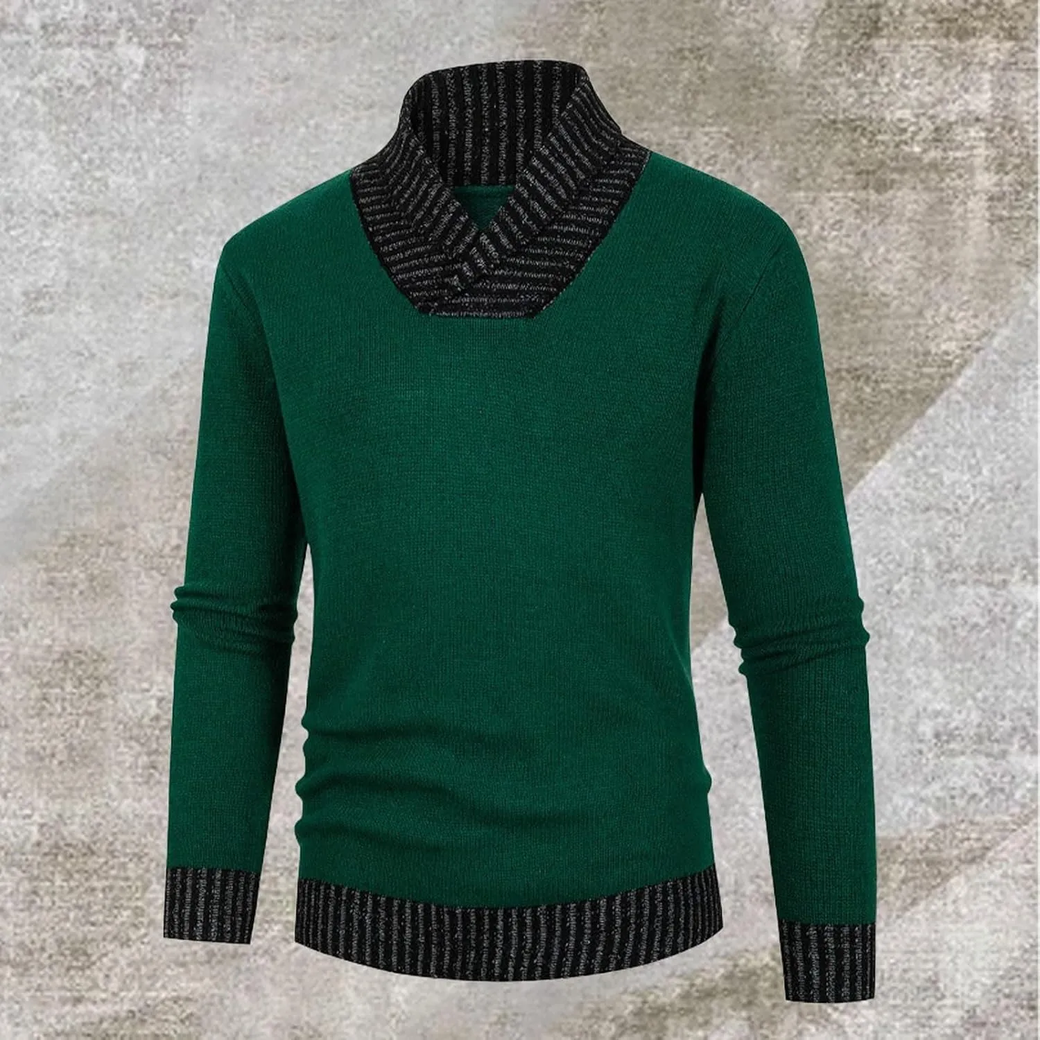 Men's Mock Turtleneck Sweater Fake Two Pieces Shirt V Neck Slim Fit Warm Winter Shirts Knitted Thicken Thermal Dressy Wear