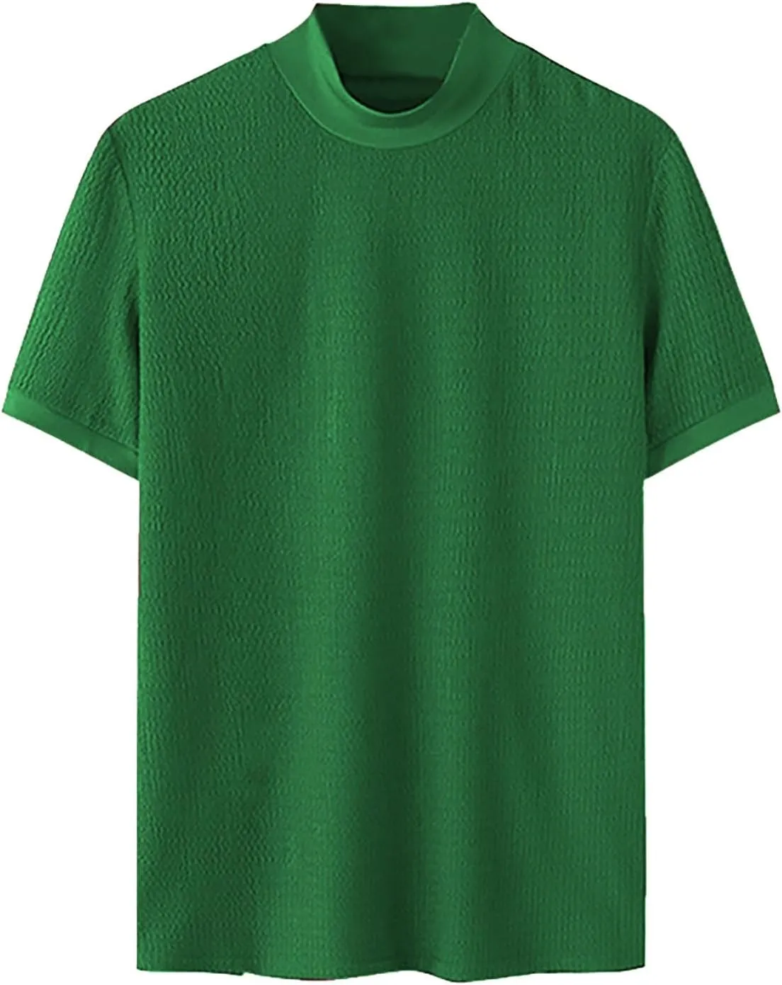 Men's Mock Turtleneck Sweater Trendy Knit Short Sleeve T Shirts Ribbed Knit Pullover Slim Fit Basic Solid Tees 2025