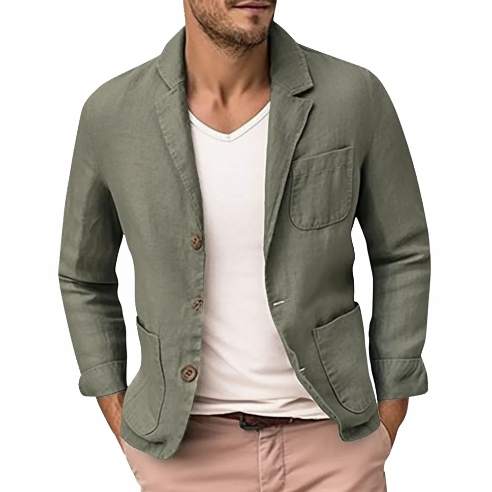 Mens Navy Blue Linen Jacket
