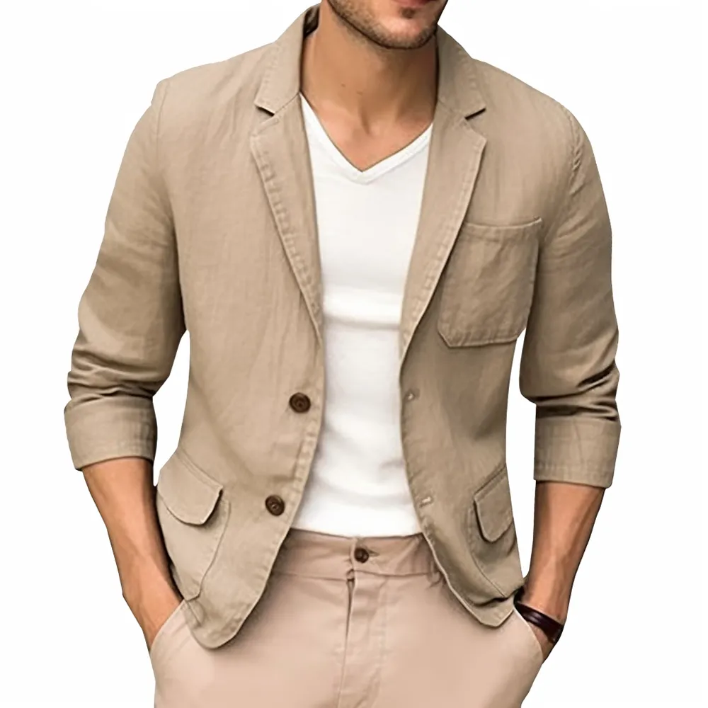 Mens Navy Blue Linen Jacket
