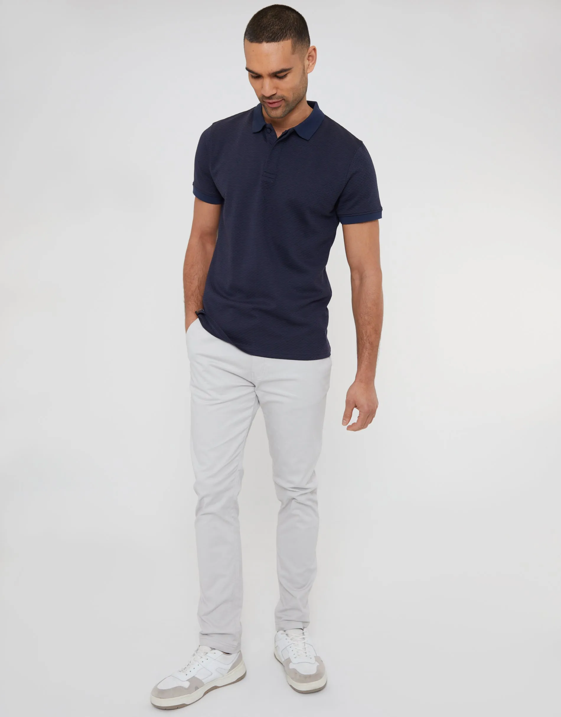 Men's Off White Slim Fit Chino Trousers