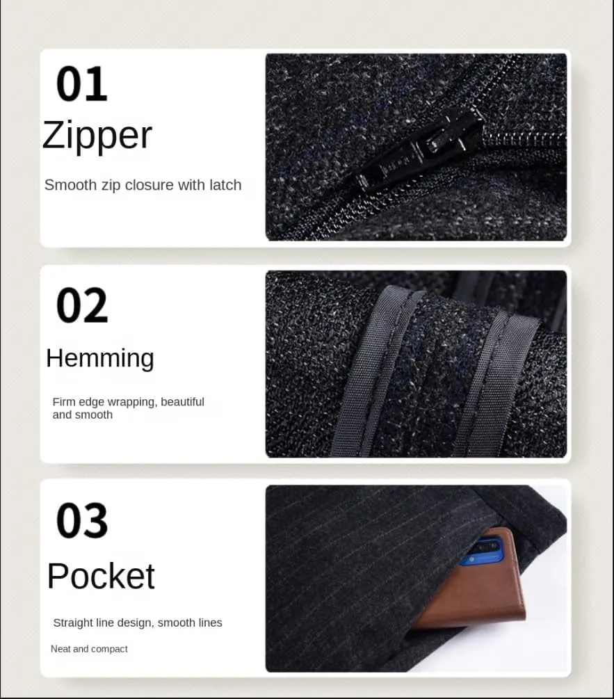Mens Pants Wool Tweed Herringbone Vintage Dress Pant Men's Business Casual Straight high Waist Non-Iron Wool Trousers