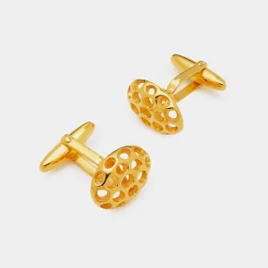 Men's Perforated Gold-Plated Silver Cufflinks, Silver 925/1000, 4,5 g